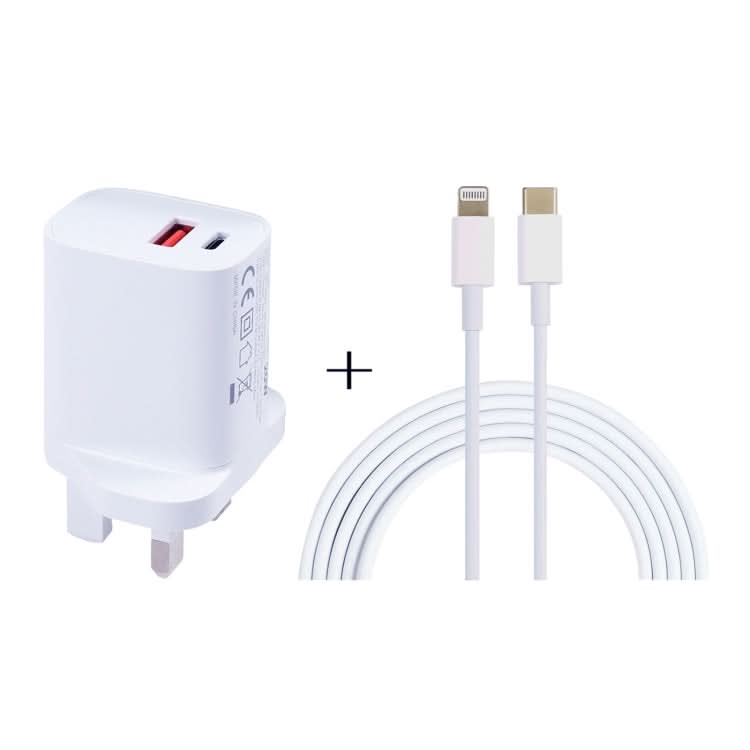 20W USB-C / Type-C + USB Ports Charger with 100W Type-C to 8 Pin Fast Charging Cable