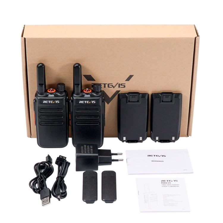 1 Pair RETEVIS RB635 0.5W EU Frequency PMR446 16CHS License-free Two Way Radio Handheld Walkie Talkie