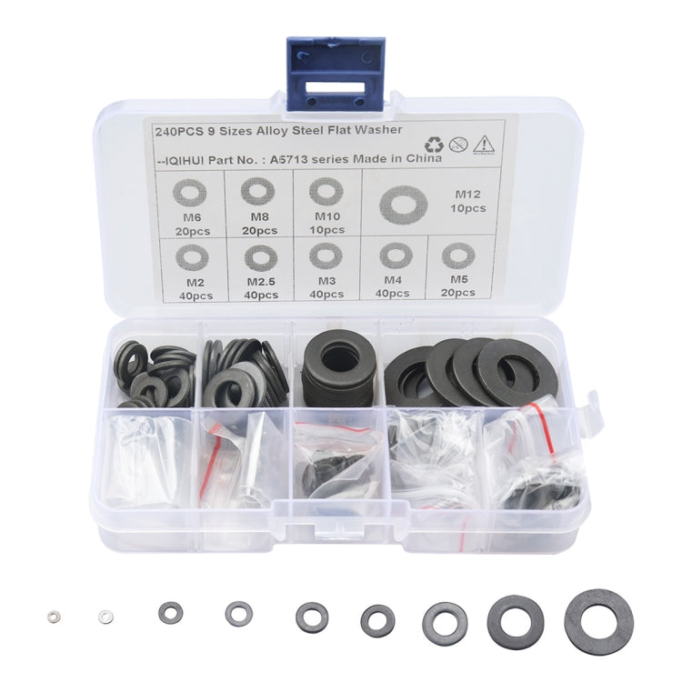 A5713 240 PCS 9 Sizes Black Carbon Steel Flat Washers Set ÎҵÄÉ̵ê