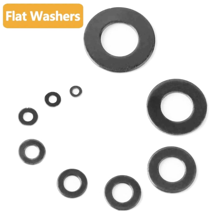 A5713 240 PCS 9 Sizes Black Carbon Steel Flat Washers Set ÎҵÄÉ̵ê