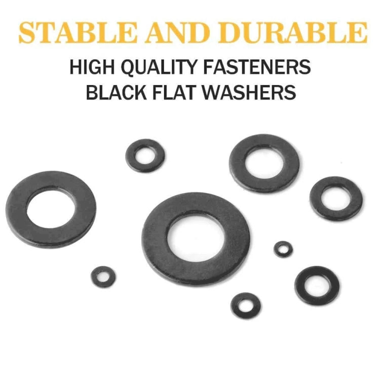 A5713 240 PCS 9 Sizes Black Carbon Steel Flat Washers Set ÎҵÄÉ̵ê