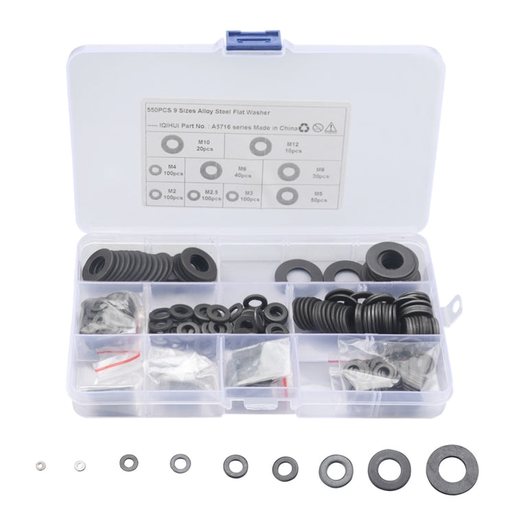 A5716 550 PCS 9 Sizes Black Carbon Steel Flat Washers Set ÎҵÄÉ̵ê