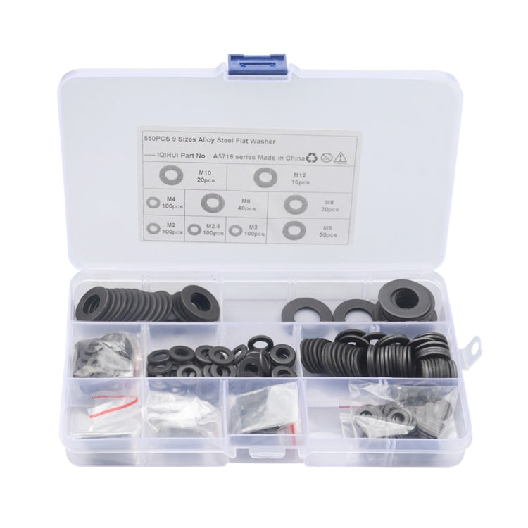 A5716 550 PCS 9 Sizes Black Carbon Steel Flat Washers Set ÎҵÄÉ̵ê