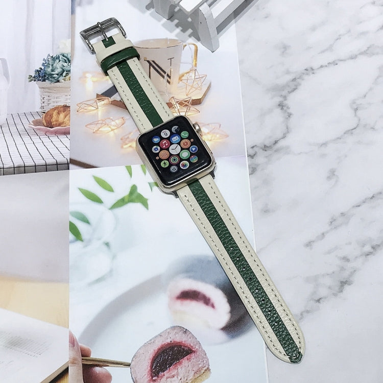 Two-color Stitching Lychee Texture Leather Replacement Strap Watchband