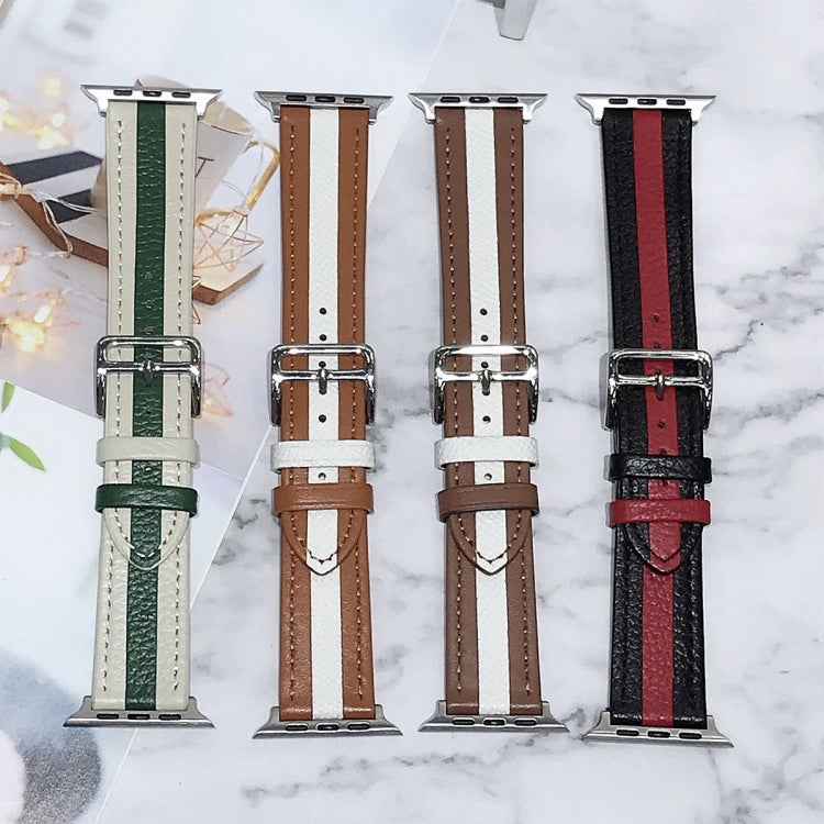 Two-color Stitching Lychee Texture Leather Replacement Strap Watchband