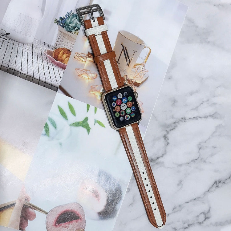 Two-color Stitching Lychee Texture Leather Replacement Strap Watchband