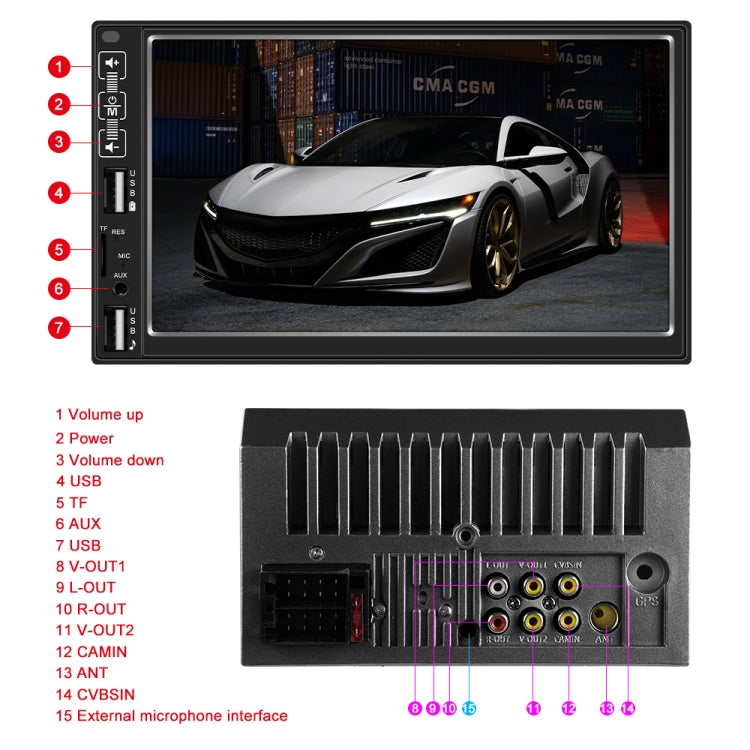 A2821 Car 7 inch Screen HD MP5 Player, Support Bluetooth / FM with Remote Control