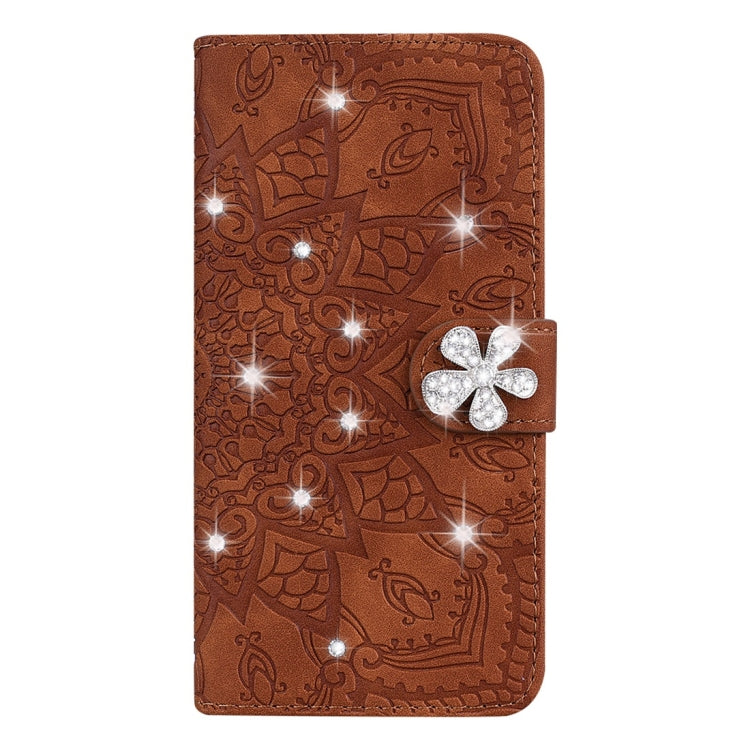 Calf Pattern Diamond Mandala Double Folding Design Embossed Leather Case with Wallet & Holder & Card Slots My Store