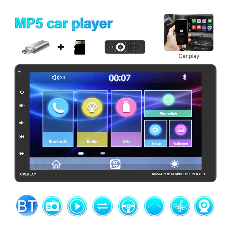 Q3366 Car 9-inch Touch HD Detachable Screen MP5 Support CarPlay / FM with Remote Controler