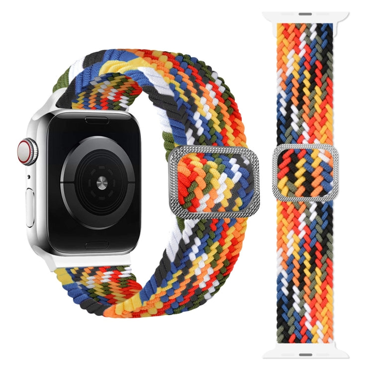 Buckle Braided Elastic Strap Watch Band For Apple Watch Series 9&8&7 41mm / SE 3&SE 2&6&SE&5&4 40mm / 3&2&1 38mm(Rainbow Color), Series 2