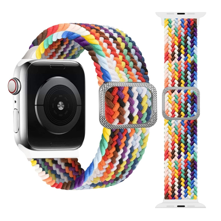 Buckle Braided Elastic Strap Watch Band For Apple Watch Series 9&8&7 41mm / SE 3&SE 2&6&SE&5&4 40mm / 3&2&1 38mm(Rainbow Color), Series 2