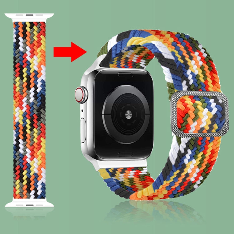 Buckle Braided Elastic Strap Watch Band For Apple Watch Series 9&8&7 41mm / SE 3&SE 2&6&SE&5&4 40mm / 3&2&1 38mm(Rainbow Color), Series 2