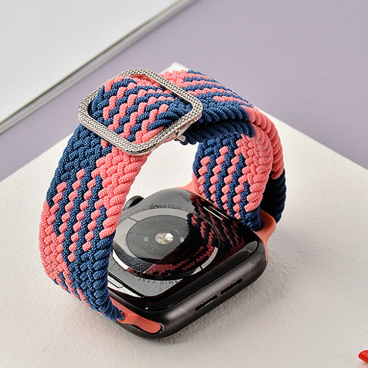 Buckle Braided Elastic Strap Watch Band For Apple Watch Series 9&8&7 41mm / SE 3&SE 2&6&SE&5&4 40mm / 3&2&1 38mm(Rainbow Color), Series 2