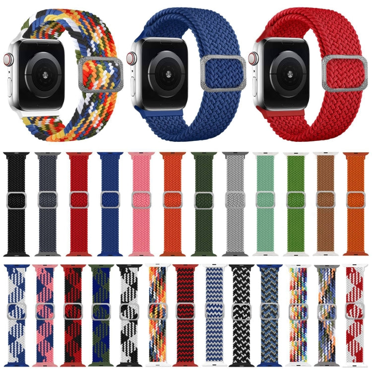 Buckle Braided Elastic Strap Watch Band For Apple Watch Series 9&8&7 41mm / SE 3&SE 2&6&SE&5&4 40mm / 3&2&1 38mm(Rainbow Color), Series 1