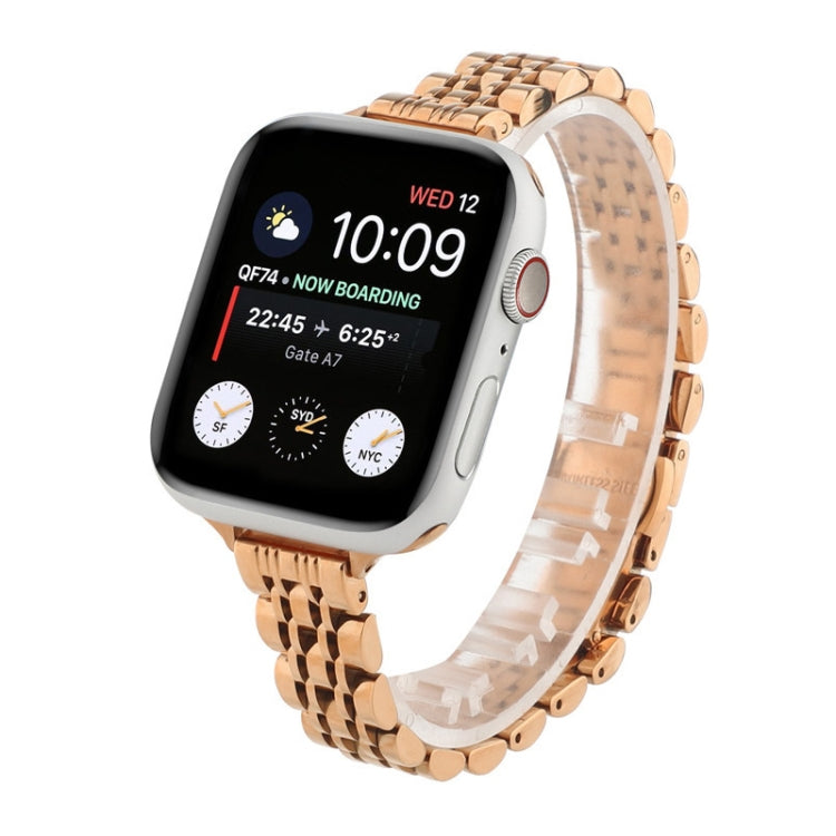 Small Waist Seven Beads Stainless Steel Strap Watchband For Apple Watch Series 6 & SE &