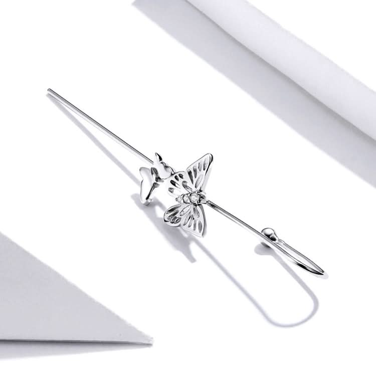 S925 Sterling Silver Single Simple Butterfly Ear Studs Women Earrings Reluova