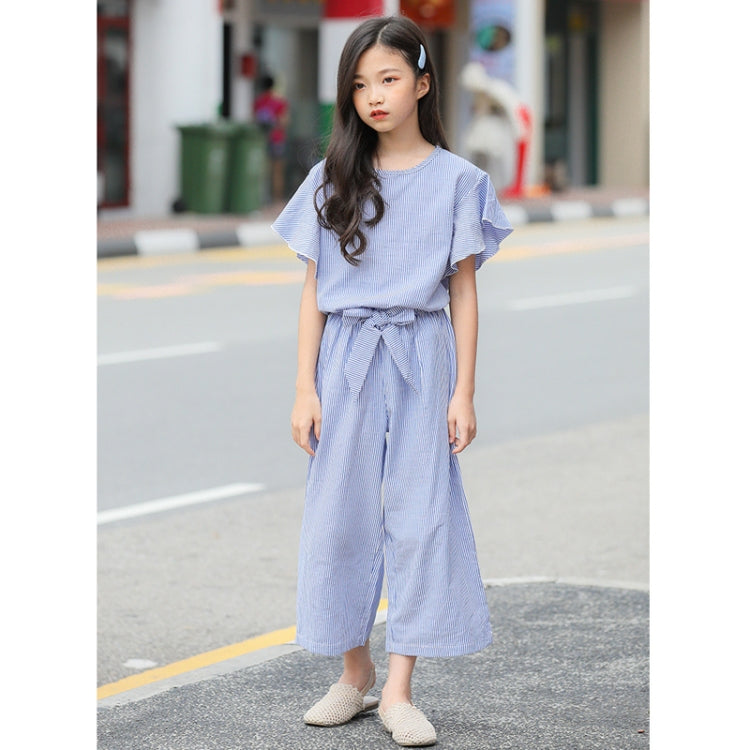 M582 Girls Summer Striped Top Loose Wide-leg Pants Two-piece Suit My Store