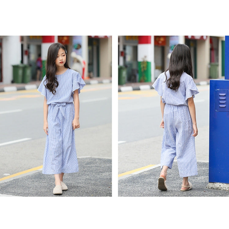 M582 Girls Summer Striped Top Loose Wide-leg Pants Two-piece Suit My Store