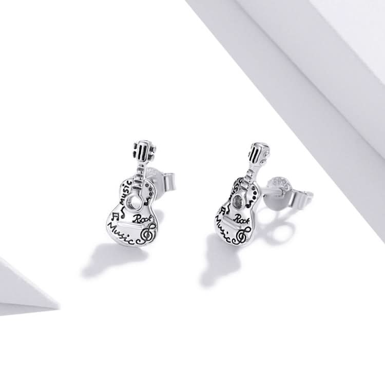 S925 Sterling Silver Retro Guitar Ear Studs Women Earrings Reluova