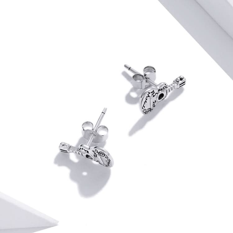 S925 Sterling Silver Retro Guitar Ear Studs Women Earrings Reluova