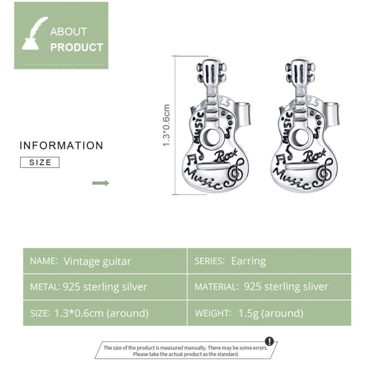 S925 Sterling Silver Retro Guitar Ear Studs Women Earrings Reluova