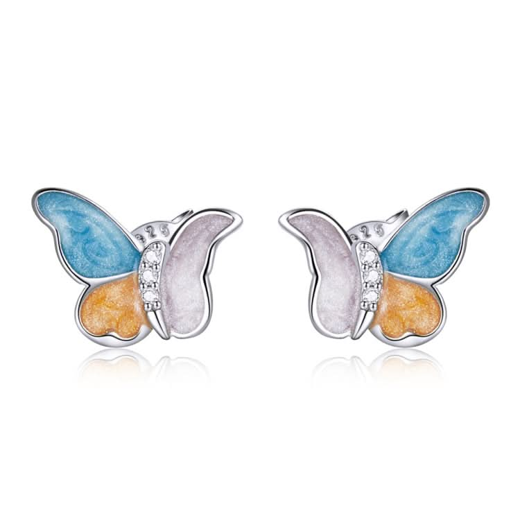 S925 Sterling Silver Three Colors Butterfly Ear Studs Women Earrings Reluova