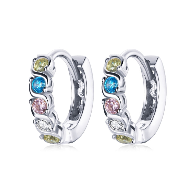 S925 Sterling Silver Shining Colorful Zircon Ear Buckle Women Earrings My Store