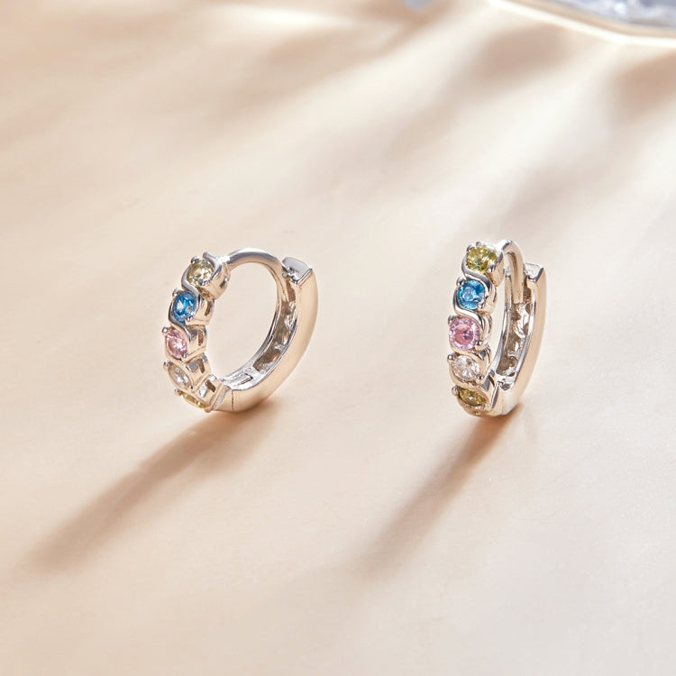 S925 Sterling Silver Shining Colorful Zircon Ear Buckle Women Earrings My Store