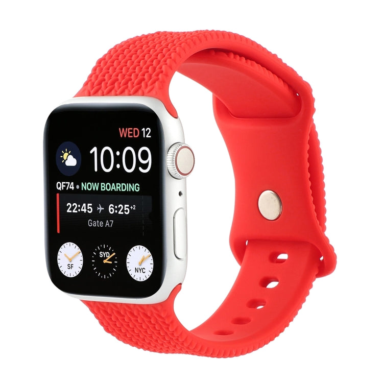 Woven Pattern Figure 8 Buckle Silicone Strap Watchband For Apple Watch Series