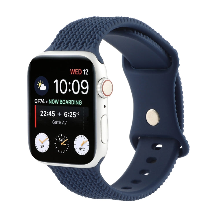 Woven Pattern Figure 8 Buckle Silicone Strap Watchband For Apple Watch Series