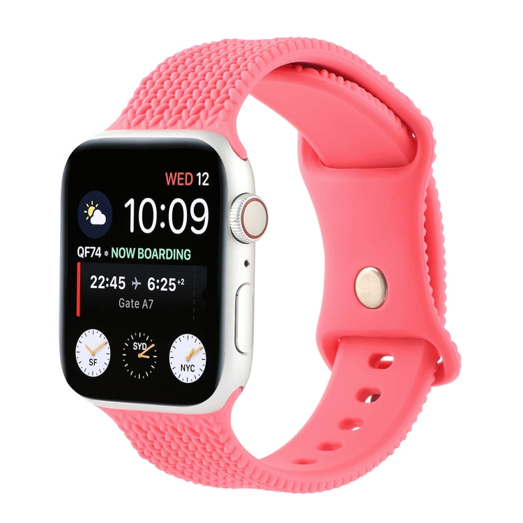 Woven Pattern Figure 8 Buckle Silicone Strap Watchband For Apple Watch Series