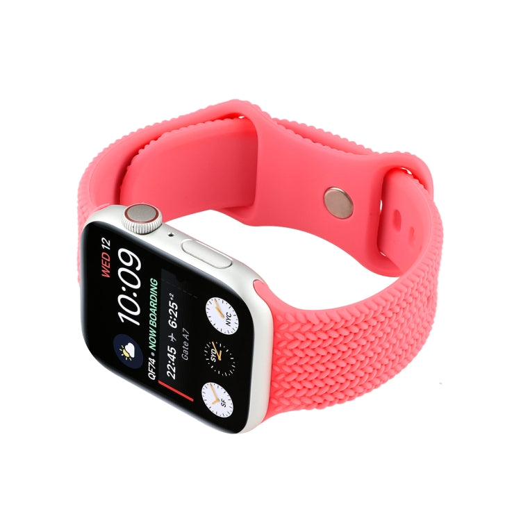 Woven Pattern Figure 8 Buckle Silicone Strap Watchband For Apple Watch Series