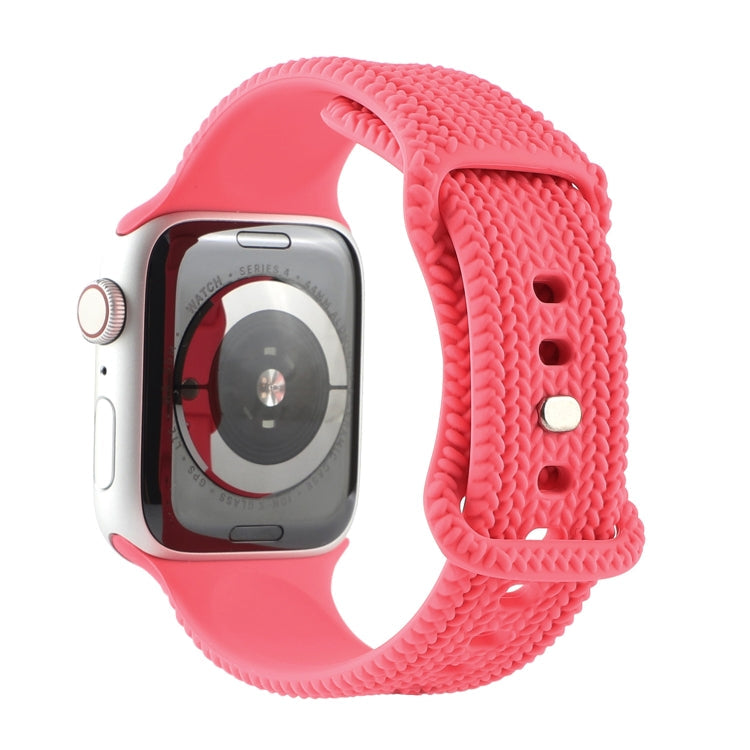 Woven Pattern Figure 8 Buckle Silicone Strap Watchband For Apple Watch Series