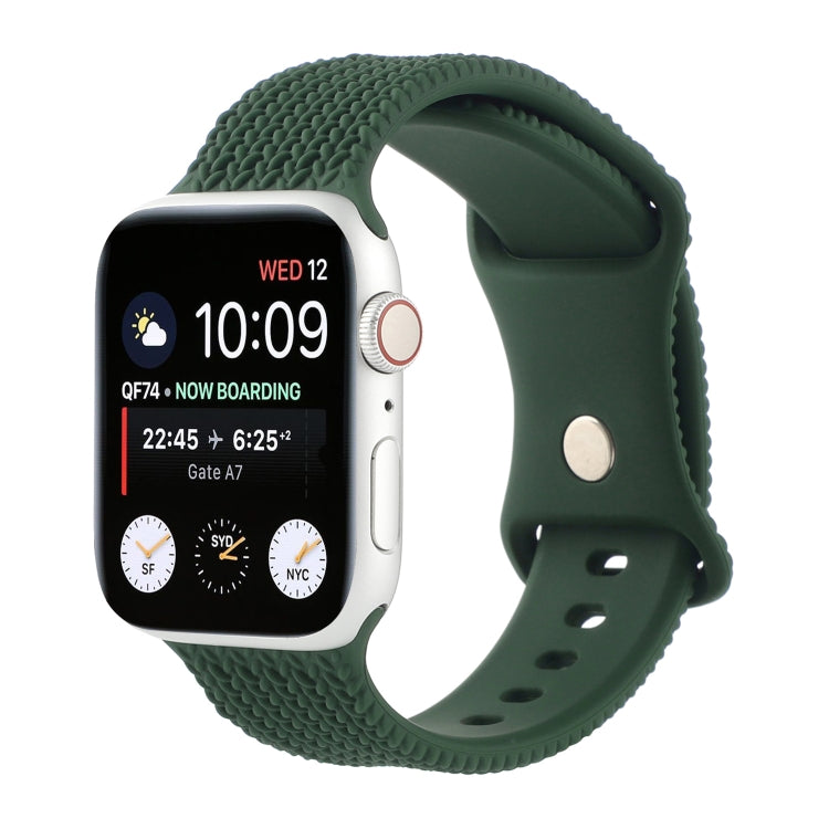 Woven Pattern Figure 8 Buckle Silicone Strap Watchband For Apple Watch Series