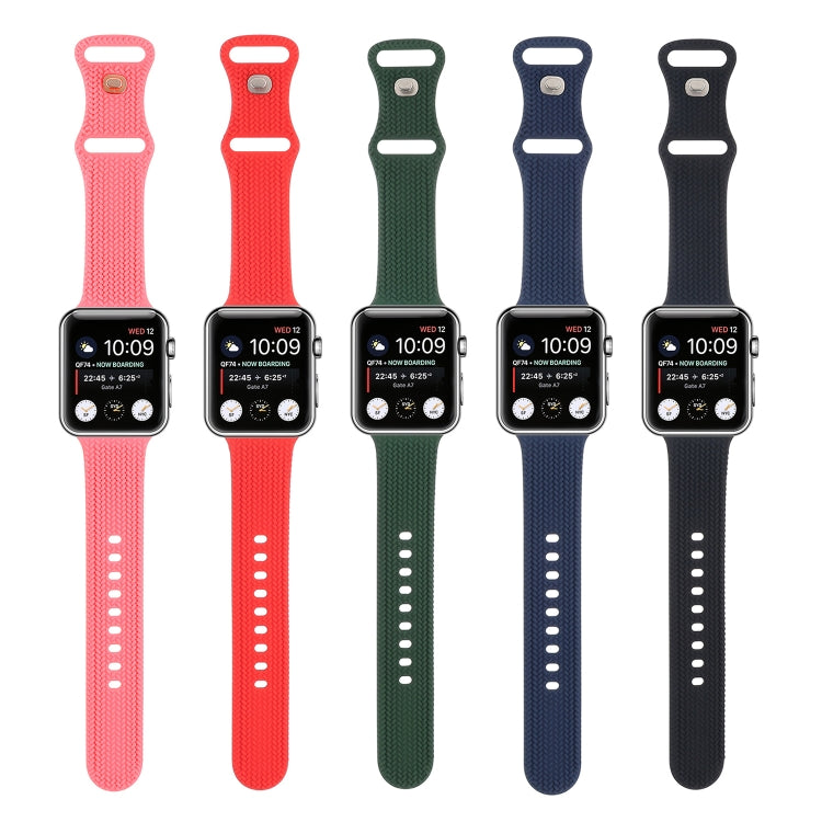 Woven Pattern Figure 8 Buckle Silicone Strap Watchband For Apple Watch Series