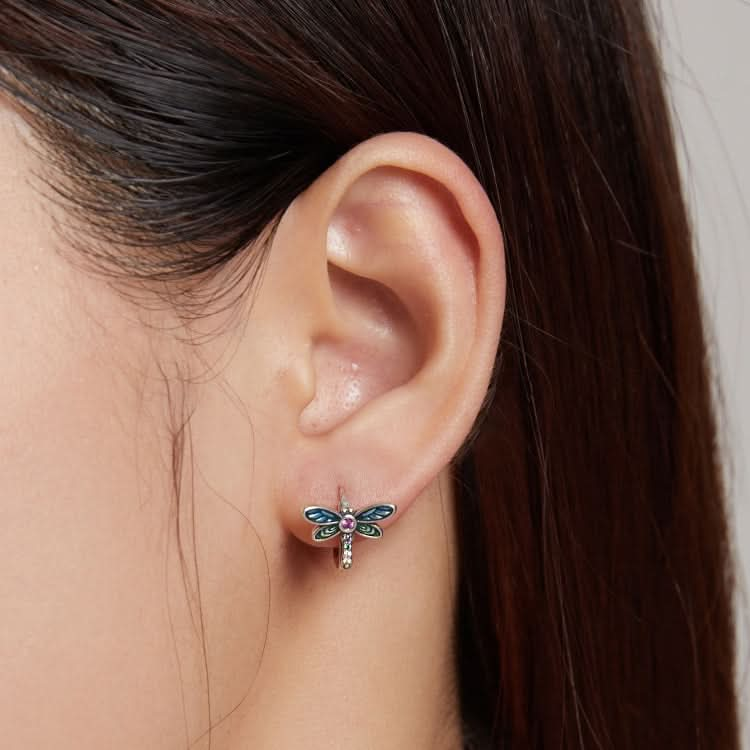 S925 Sterling Silver Vintage Dragonfly Ear Studs Women Earrings Reluova