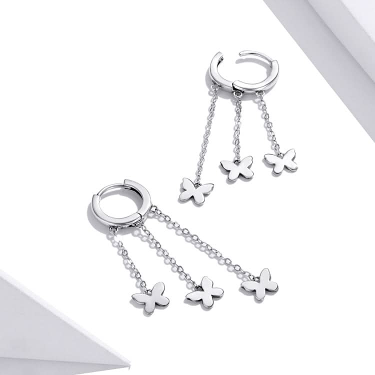 S925 Sterling Silver Tassel Butterfly Ear Stud Women Earrings Reluova