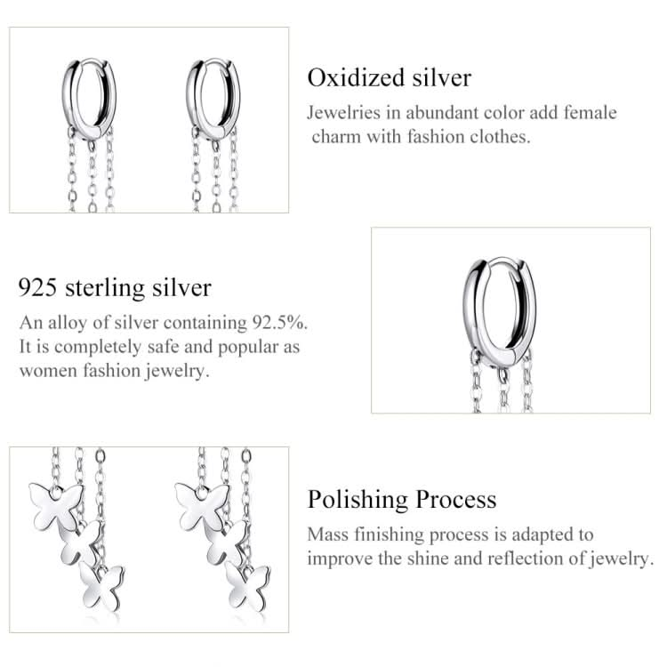 S925 Sterling Silver Tassel Butterfly Ear Stud Women Earrings Reluova