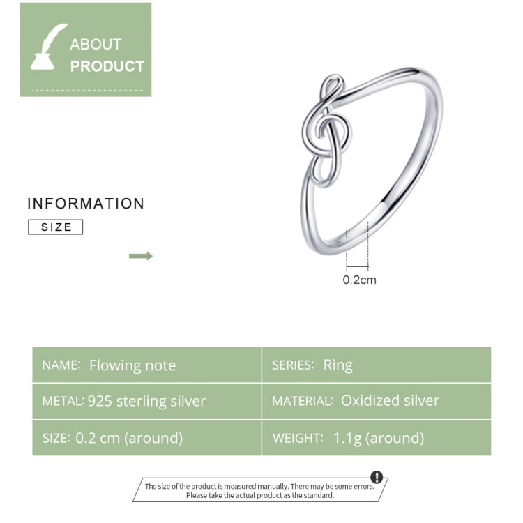 S925 Sterling Silver Musical Note Women Ring My Store