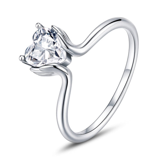 S925 Sterling Silver Love In The Palm Of Your Hand Women Ring My Store