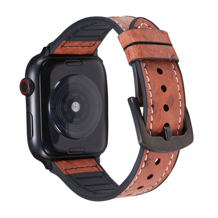 Ostrich Texture Leather Replacement Watchbands For Apple Watch Series