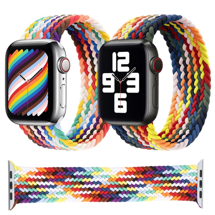 Rainbow Braided Single Loop Replacement Watchbands, Size: S 135mm For Apple Watch Series 6 & SE & 5 & 4 44mm / 3 & 2 & 1 42mm