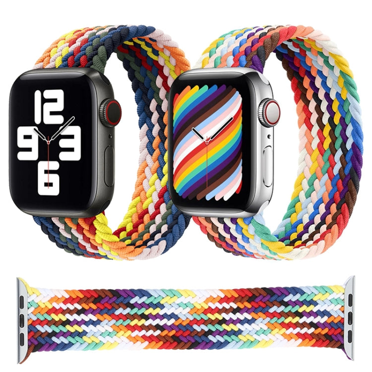 Rainbow Braided Single Loop Replacement Watchbands, Size: M 150mm For Apple Watch Series 6 & SE & 5 & 4 44mm / 3 & 2 & 1 42mm