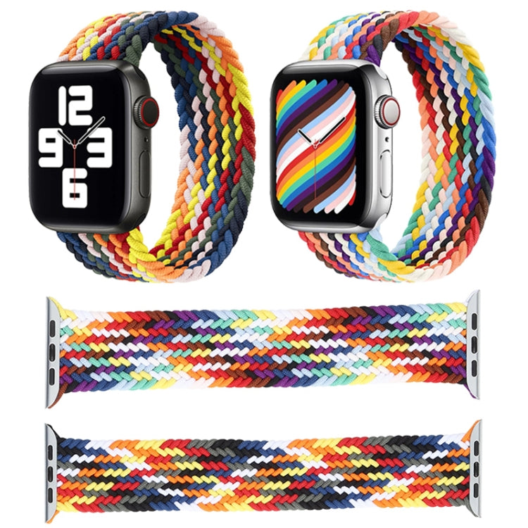 Rainbow Braided Single Loop Replacement Watchbands, Size: L 155mm For Apple Watch Series 6 & SE & 5 & 4 40mm / 3 & 2 & 1 38mm