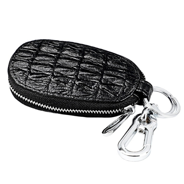 Crocodile Texture First Layer Cowhide Hanging Waist Car Key Bag