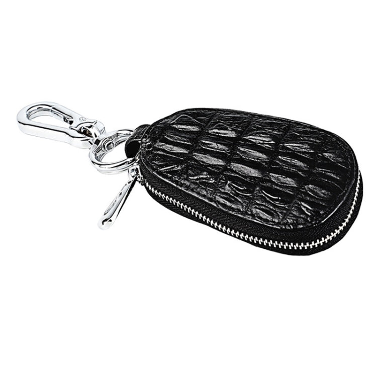 Crocodile Texture First Layer Cowhide Hanging Waist Car Key Bag