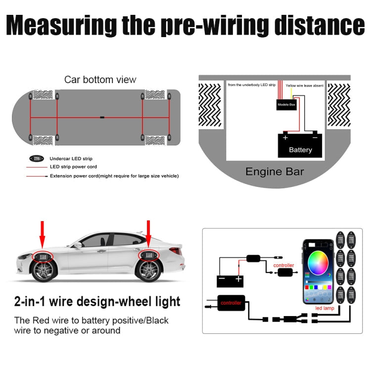 DC12V Car Mobile Phone Bluetooth APP Control  RGB Symphony Chassis Light with 16LEDs SMD-5050 Lamp Beads ÎҵÄÉ̵ê