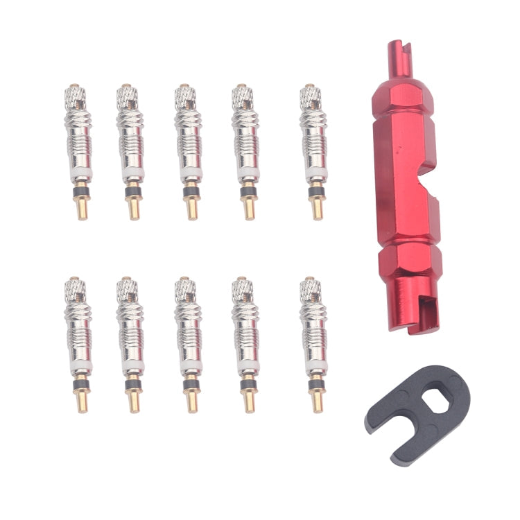 A5586 10 PCS Bicycle French Valve Core with Red Disassembly Tool Reluova