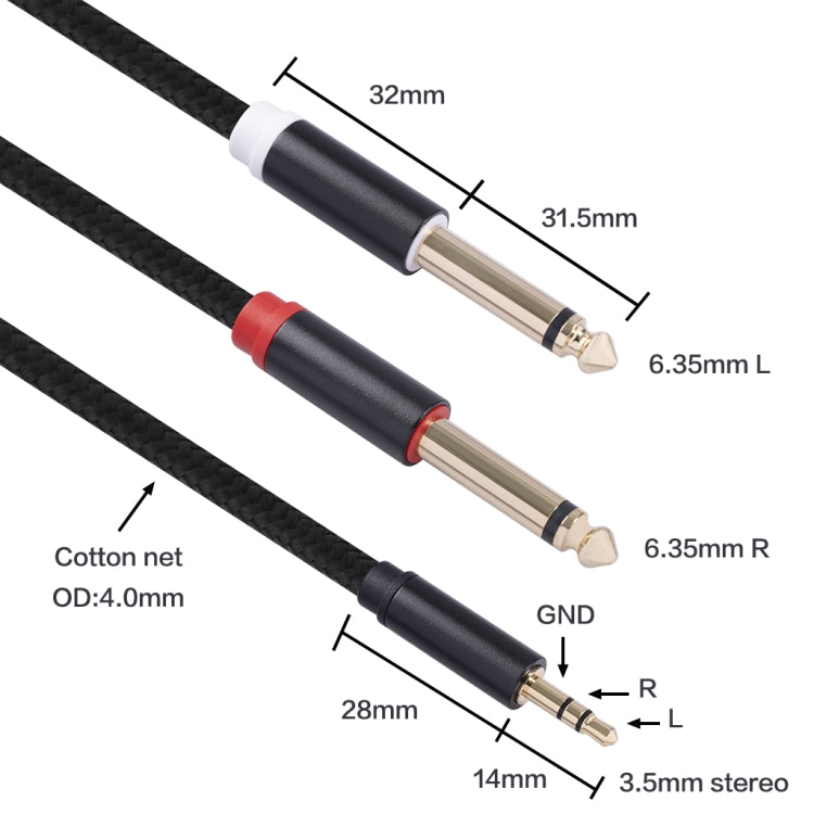 3683 3.5mm Male to Dual 6.35mm Male Audio Cable-Reluova