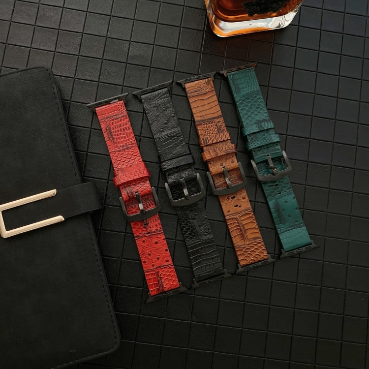 Crocodile and Ostrich Embossed Genuine Leather Strap Watchband For Apple Watch Series